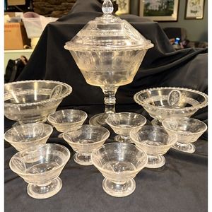 12pc. Richard & Hartley Glass Company Cupid and Venus Lot Compote Cups Bowls